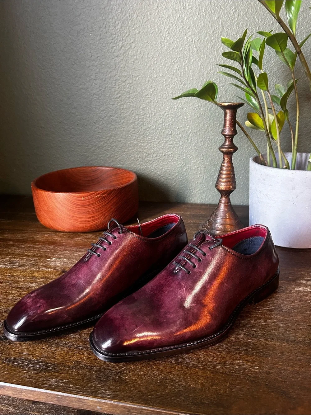 MANWALK Classic Men's Burgundy Leather Oxford Shoes